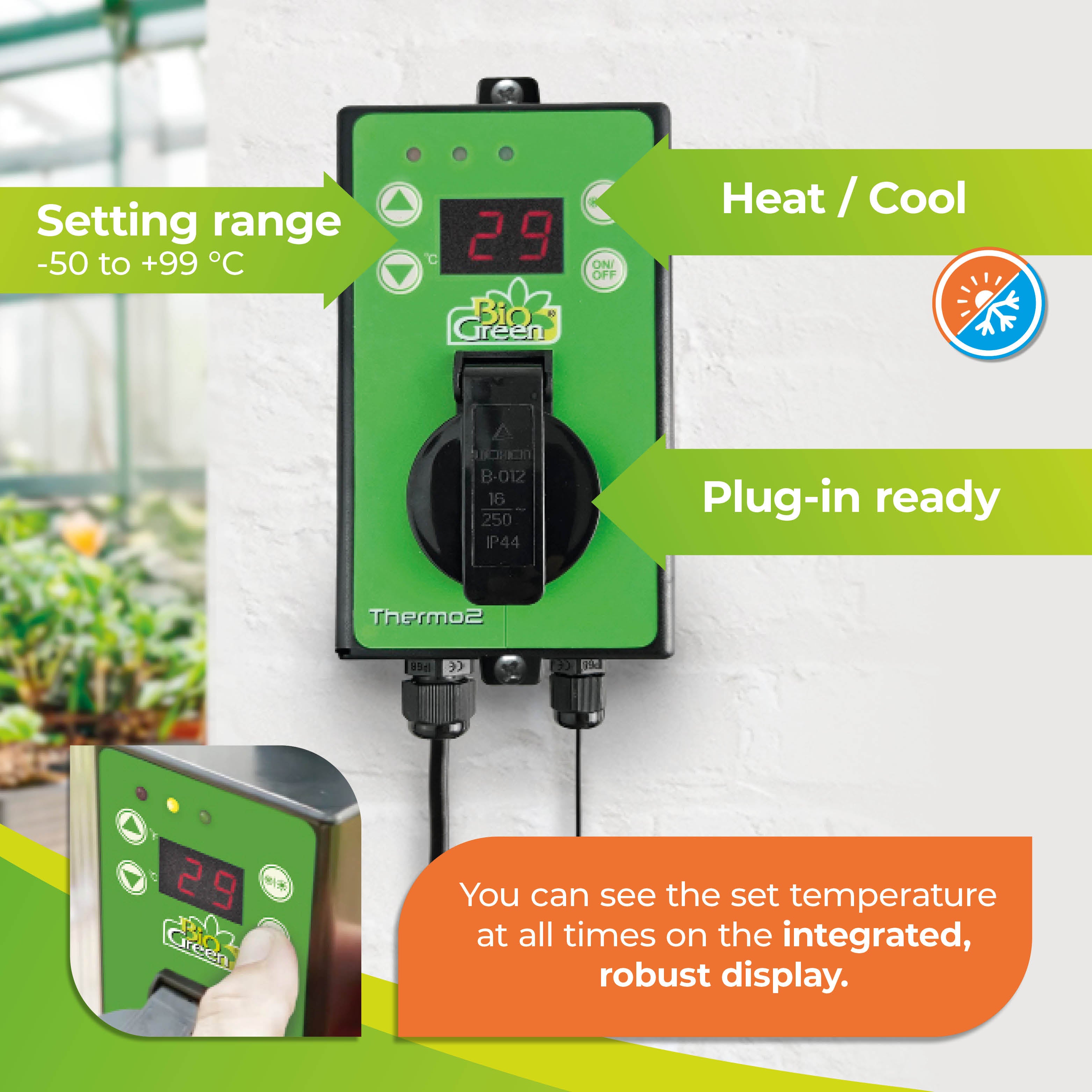 Biogreen, TER2/GB. Thermostat numérique avec fonction été et hiver Biogreen, TER2/GB. Thermostat numérique avec fonction été et hiver